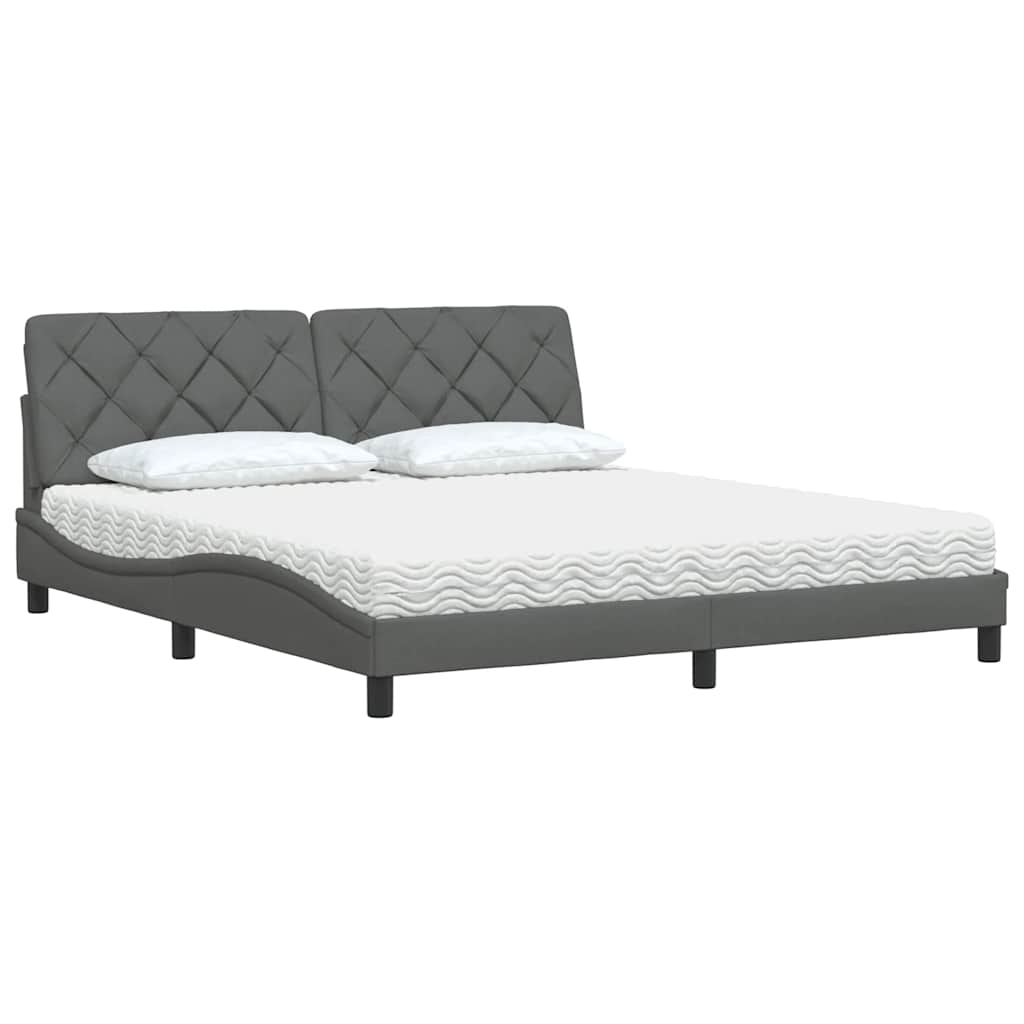 vidaXL Bett mit Matratze Dunkelgrau 180x200 cm Stoff