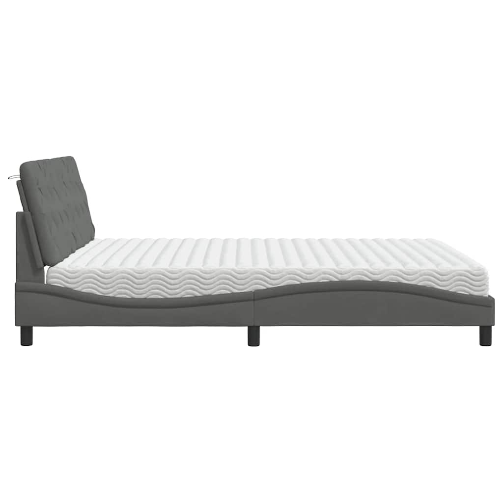 vidaXL Bett mit Matratze Dunkelgrau 180x200 cm Stoff