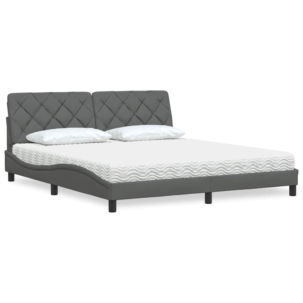 vidaXL Bett mit Matratze Dunkelgrau 180x200 cm Stoff