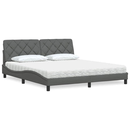 vidaXL Bett mit Matratze Dunkelgrau 180x200 cm Stoff