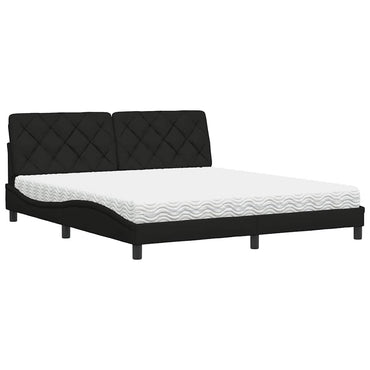 vidaXL Bett mit Matratze Schwarz 180x200 cm Stoff