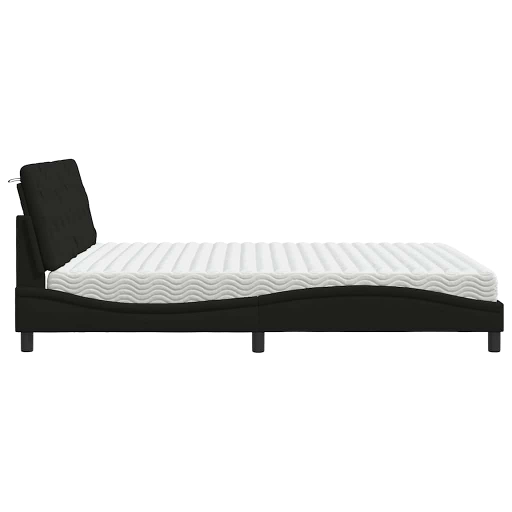 vidaXL Bett mit Matratze Schwarz 180x200 cm Stoff