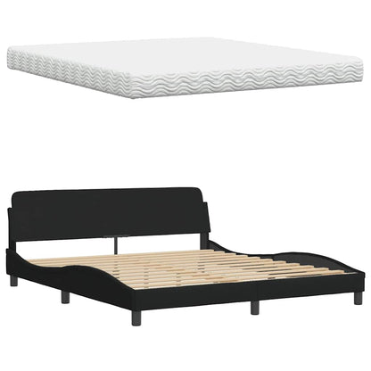 vidaXL Bett mit Matratze Schwarz 180x200 cm Stoff