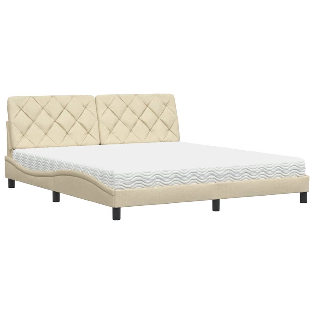 vidaXL Bett mit Matratze Creme 180x200 cm Stoff
