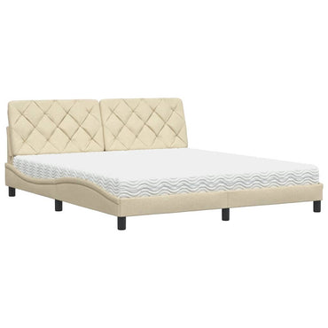 vidaXL Bett mit Matratze Creme 180x200 cm Stoff