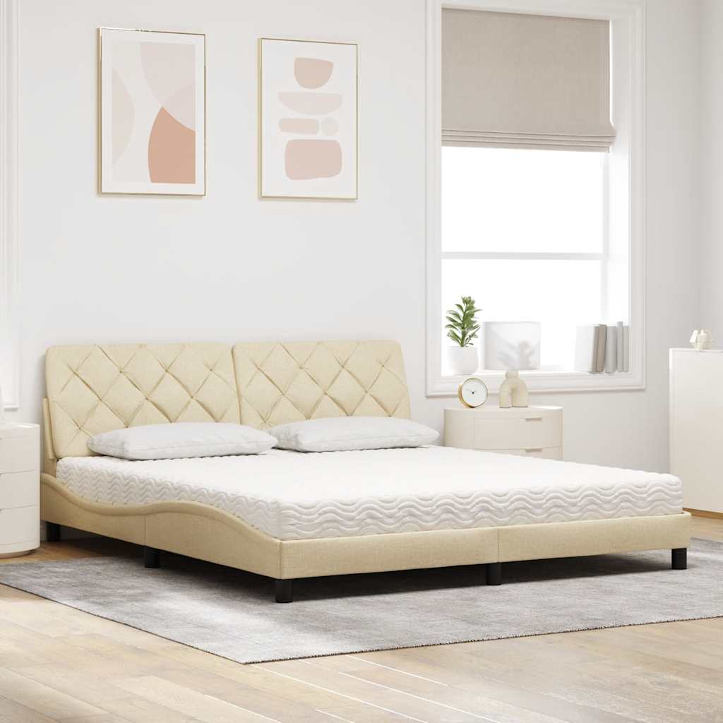 vidaXL Bett mit Matratze Creme 180x200 cm Stoff