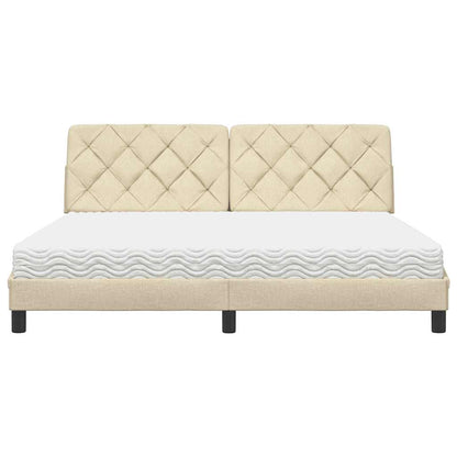 vidaXL Bett mit Matratze Creme 180x200 cm Stoff