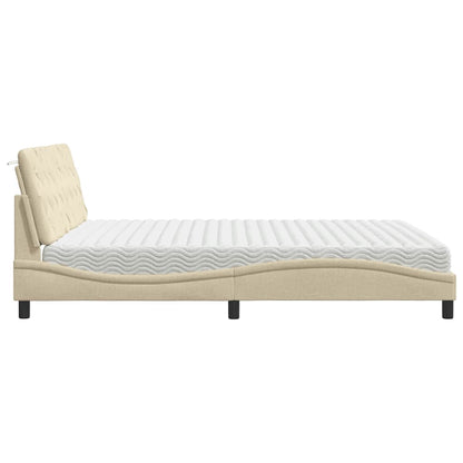 vidaXL Bett mit Matratze Creme 180x200 cm Stoff