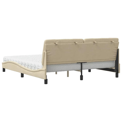 vidaXL Bett mit Matratze Creme 180x200 cm Stoff
