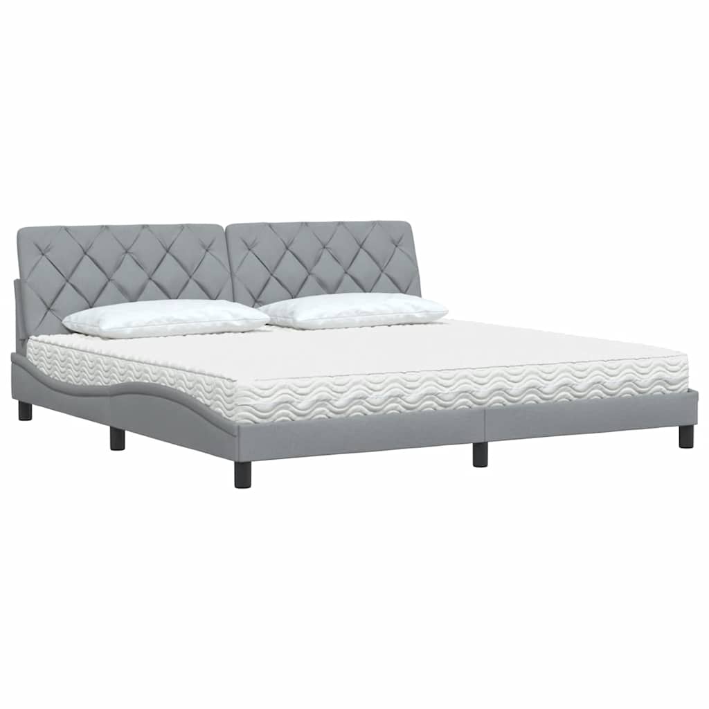 vidaXL Bett mit Matratze Hellgrau 200x200 cm Stoff