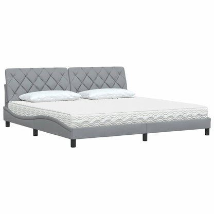 vidaXL Bett mit Matratze Hellgrau 200x200 cm Stoff