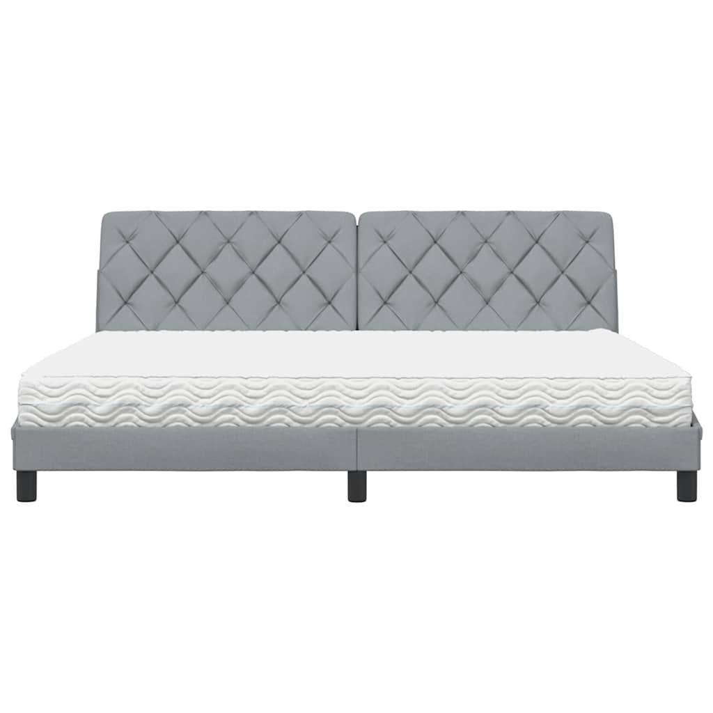 vidaXL Bett mit Matratze Hellgrau 200x200 cm Stoff