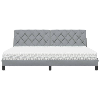 vidaXL Bett mit Matratze Hellgrau 200x200 cm Stoff