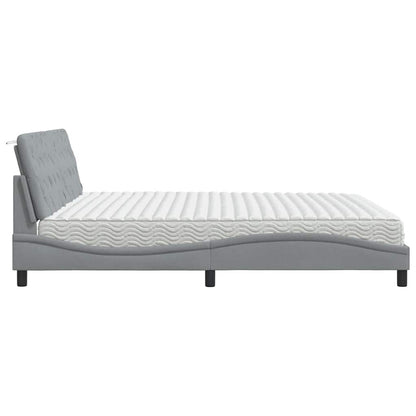 vidaXL Bett mit Matratze Hellgrau 200x200 cm Stoff