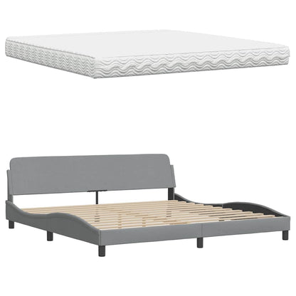 vidaXL Bett mit Matratze Hellgrau 200x200 cm Stoff
