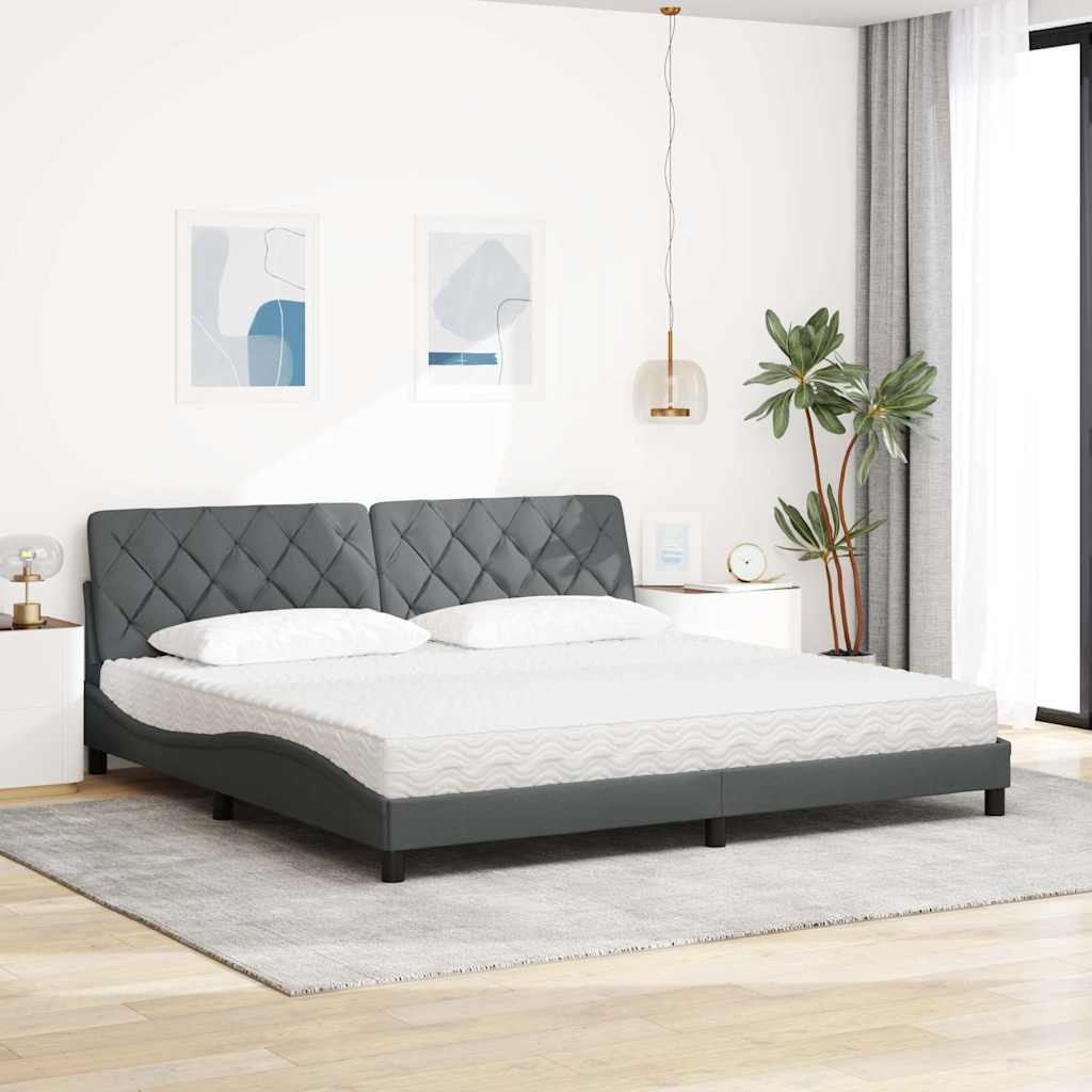 vidaXL Bett mit Matratze Dunkelgrau 200x200 cm Stoff