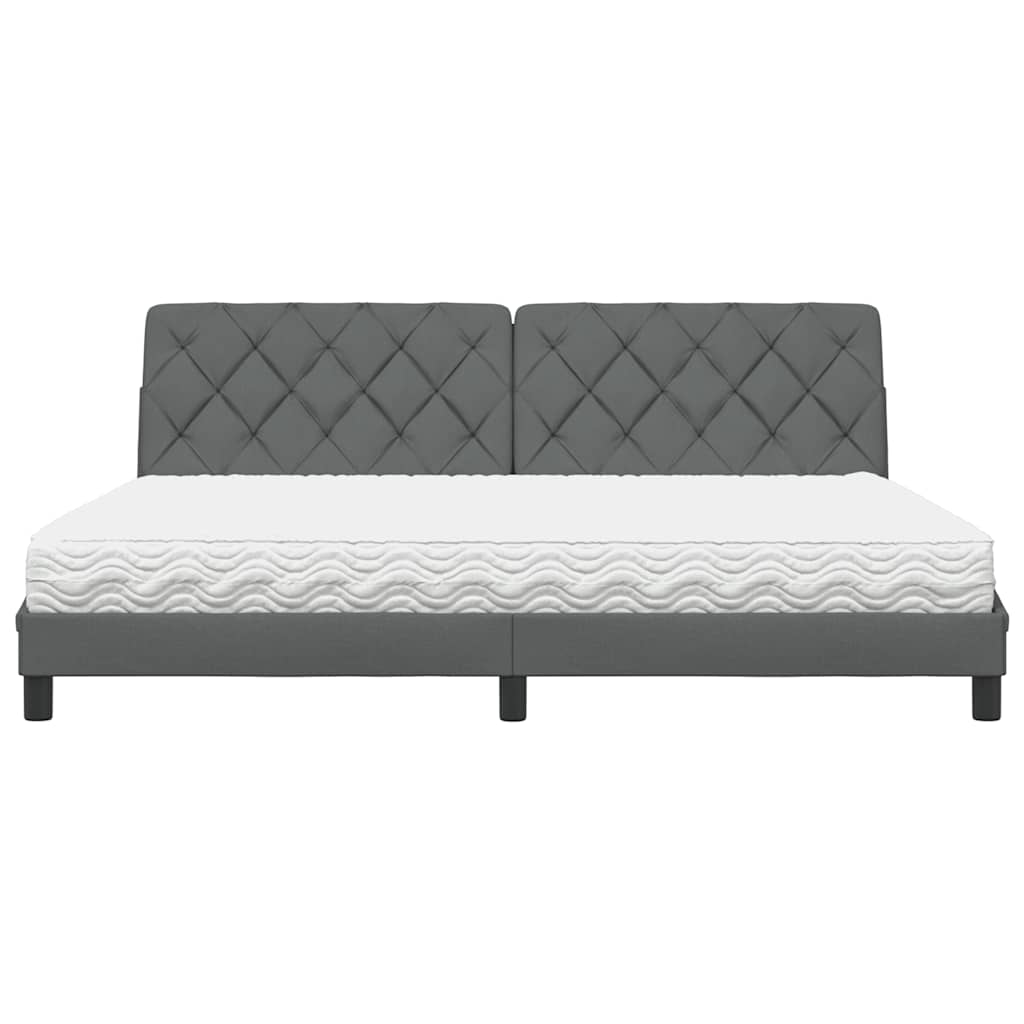 vidaXL Bett mit Matratze Dunkelgrau 200x200 cm Stoff
