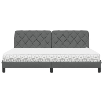 vidaXL Bett mit Matratze Dunkelgrau 200x200 cm Stoff