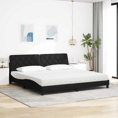 Bett mit Matratze Schwarz 200x200 cm Stoff