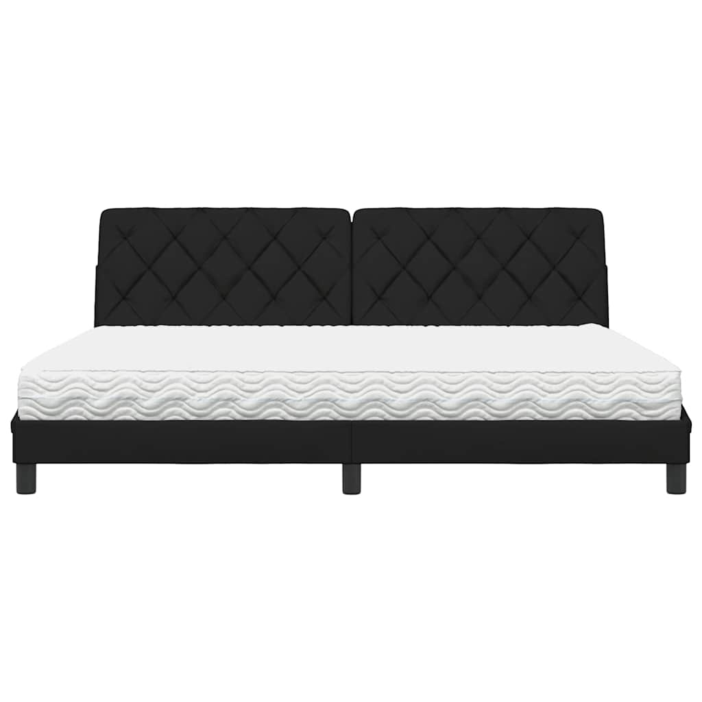 Bett mit Matratze Schwarz 200x200 cm Stoff