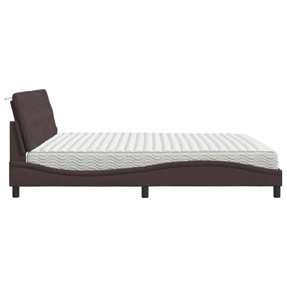 Bett mit Matratze Dunkelbraun 200x200 cm Stoff