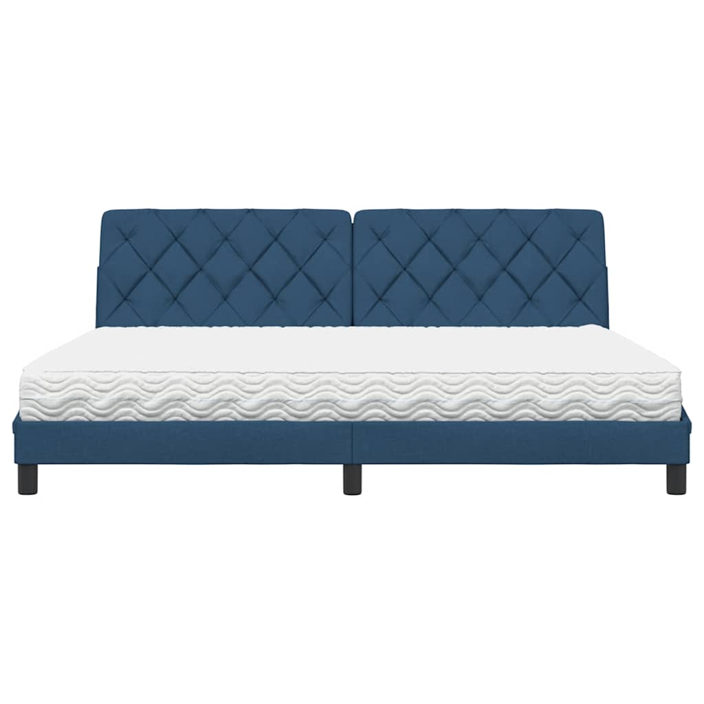 vidaXL Bett mit Matratze Blau 200x200 cm Stoff