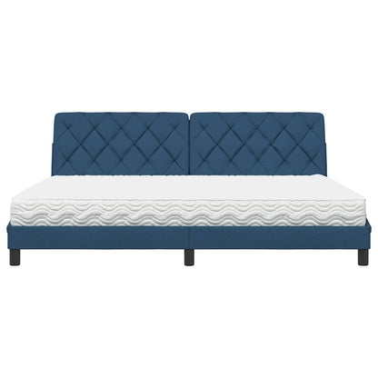 vidaXL Bett mit Matratze Blau 200x200 cm Stoff