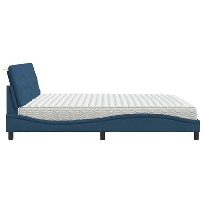 vidaXL Bett mit Matratze Blau 200x200 cm Stoff