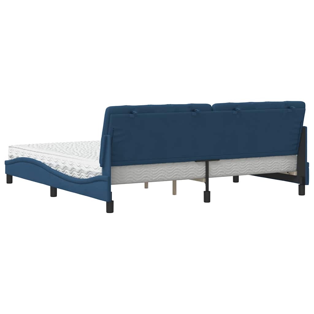 vidaXL Bett mit Matratze Blau 200x200 cm Stoff