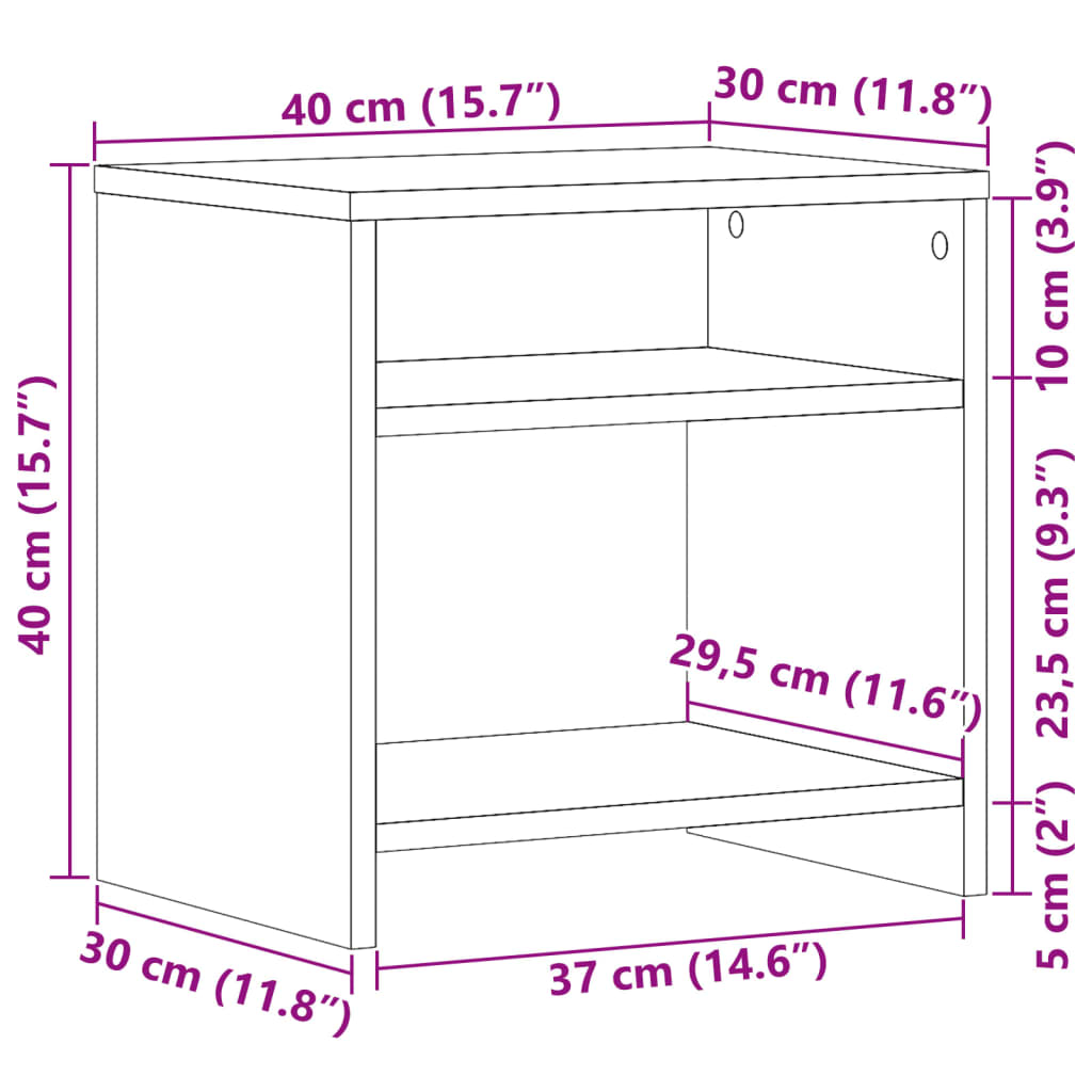 vidaXL Nachttische 2 Stk. Altholz-Optik 40x30x40 cm Holzwerkstoff