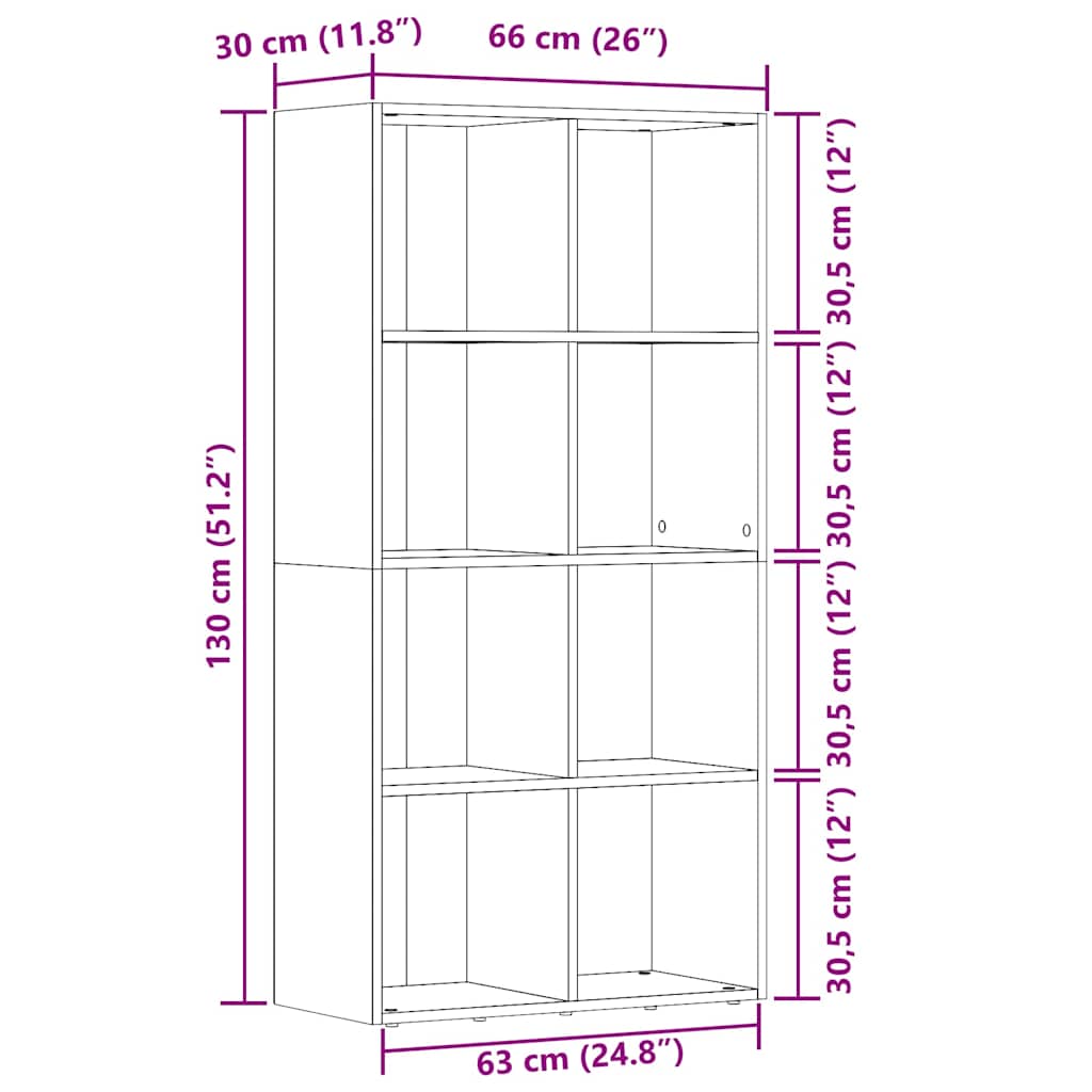 vidaXL Bücherregal Altholz-Optik 66x30x130 cm Holzwerkstoff