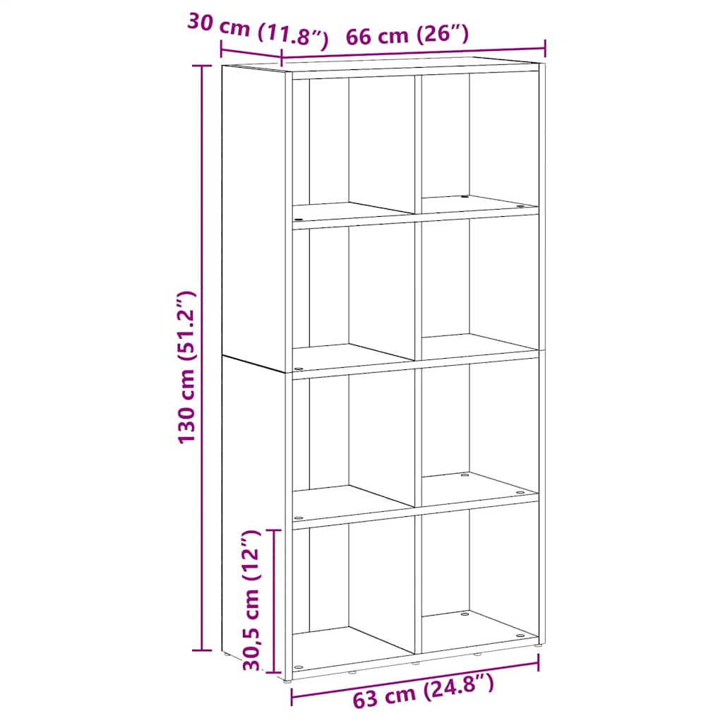vidaXL Bücherregal Artisan-Eiche 66x30x130 cm Holzwerkstoff