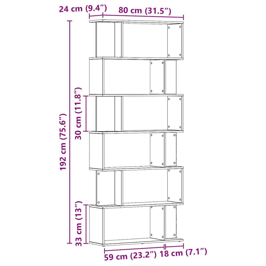 Bücherregal Artisan-Eiche 80x24x192 cm Holzwerkstoff