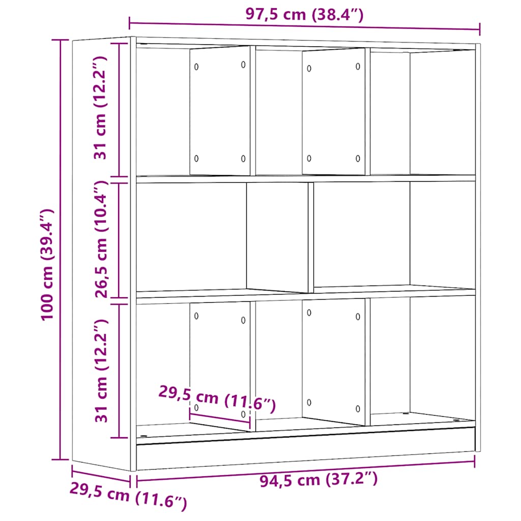 vidaXL Bücherregal Artisan-Eiche 97,5x29,5x100 cm Holzwerkstoff