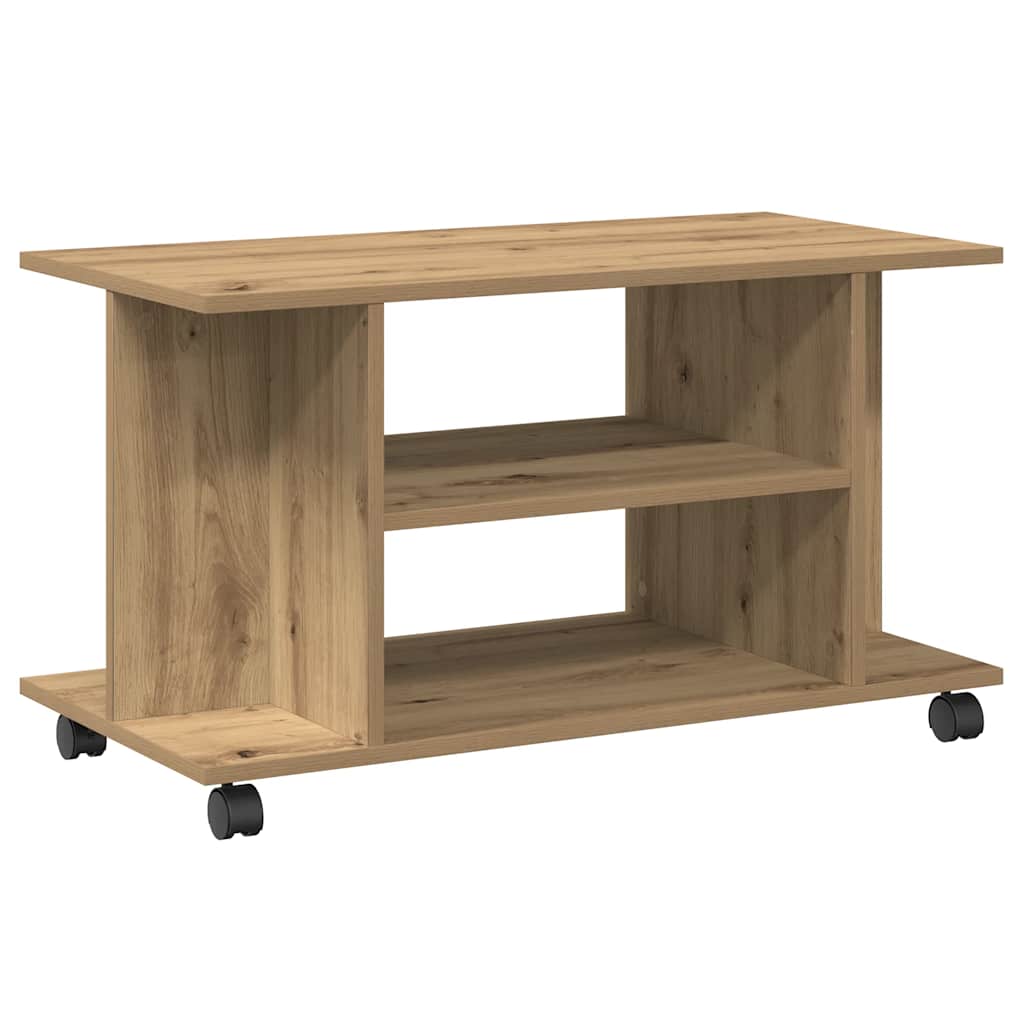 TV-Regal mit Rollen Artisan-Eiche 80x40x45 cm Holzwerkstoff