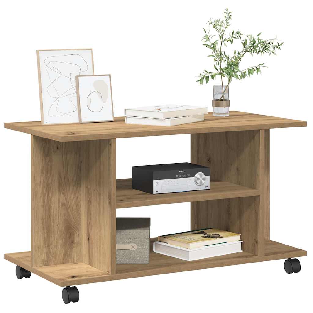 TV-Regal mit Rollen Artisan-Eiche 80x40x45 cm Holzwerkstoff