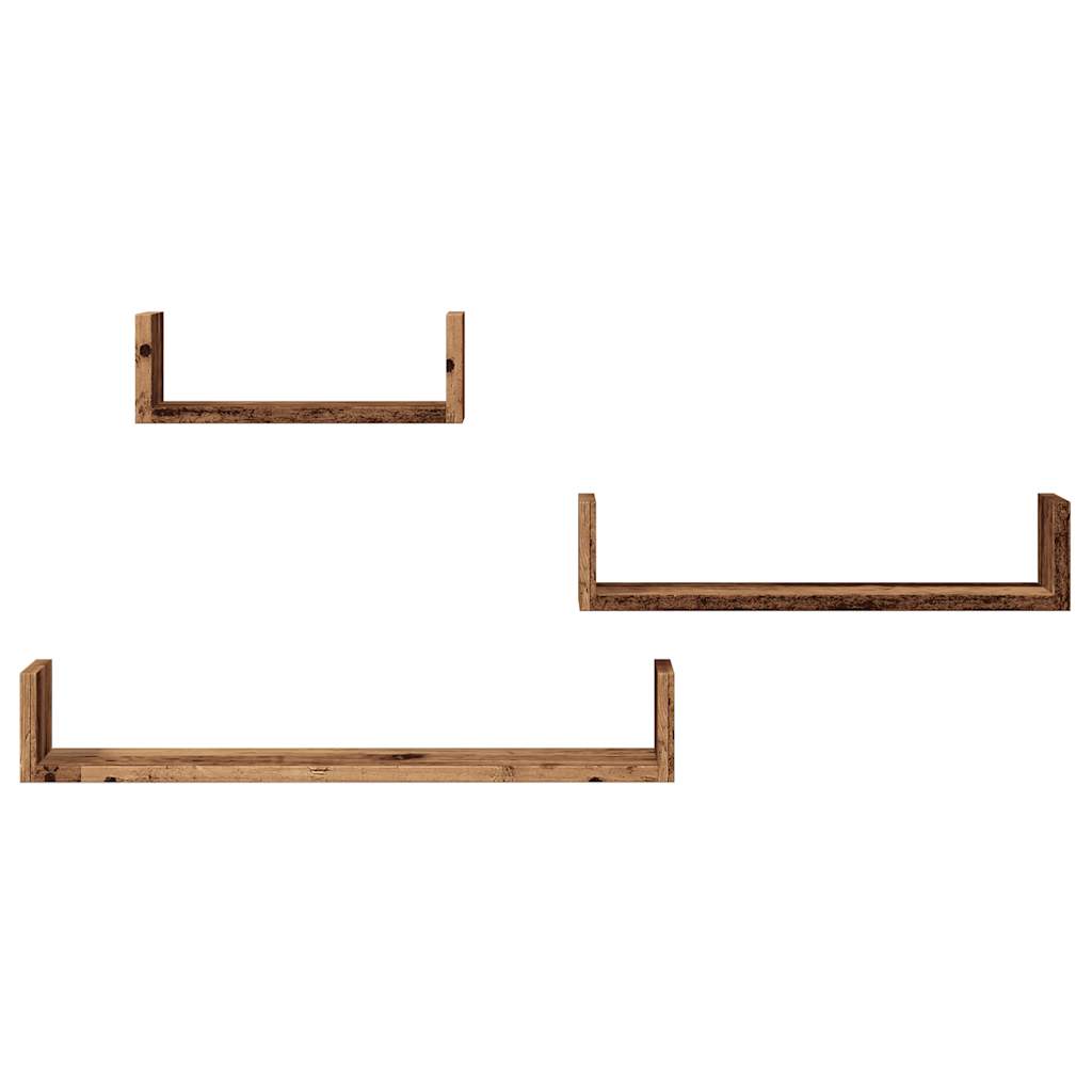 vidaXL Étagères murales 3 pcs aspect bois de récupération bois d'ingénierie