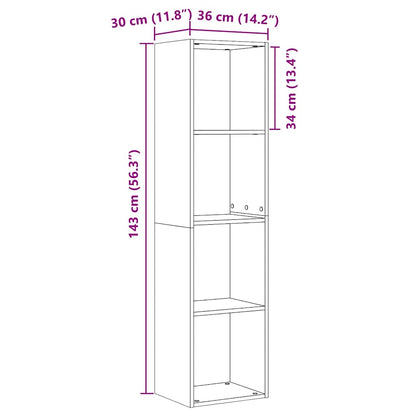 vidaXL Bücherregal/TV-Schrank Altholz-Optik 36x30x143 cm Holzwerkstoff