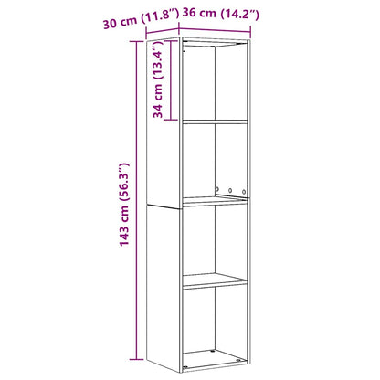 vidaXL Bücherregal/TV-Schrank Artisan-Eiche 36x30x143 cm Holzwerkstoff