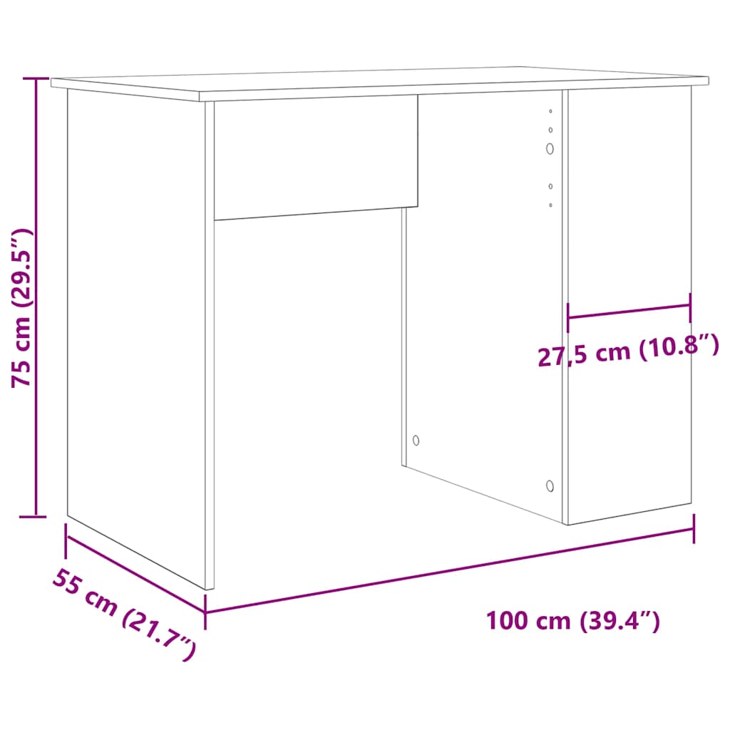vidaXL Schreibtisch Artisan-Eiche 100x55x75 cm Holzwerkstoff