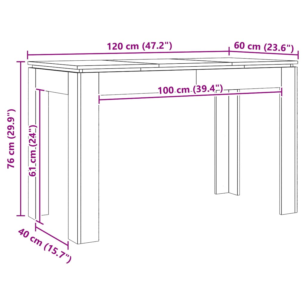 Esstisch Artisan-Eiche 120x60x76 cm Holzwerkstoff