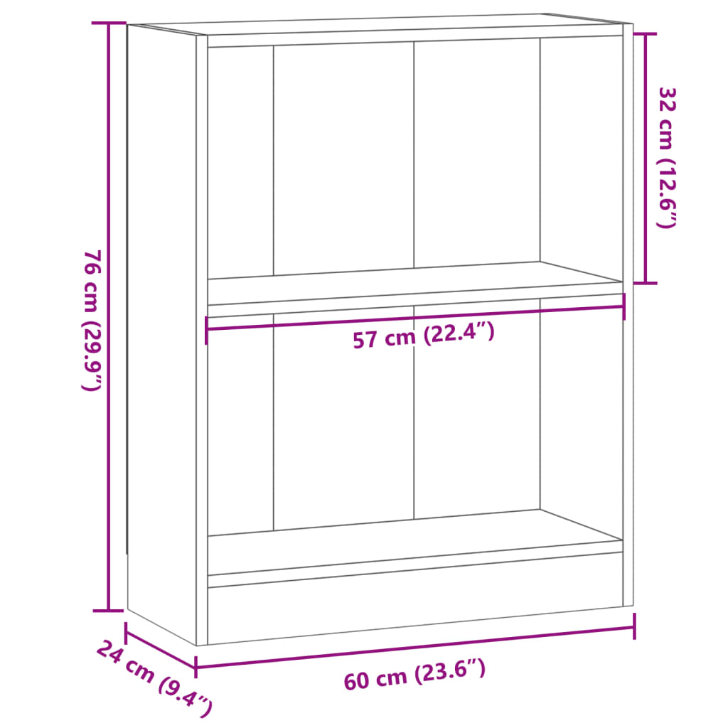 vidaXL Étagère à livres aspect bois de récupération 60x24x76 cm Bois d'ingénierie