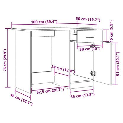 vidaXL Schreibtisch Artisan-Eiche 100x50x76 cm Holzwerkstoff