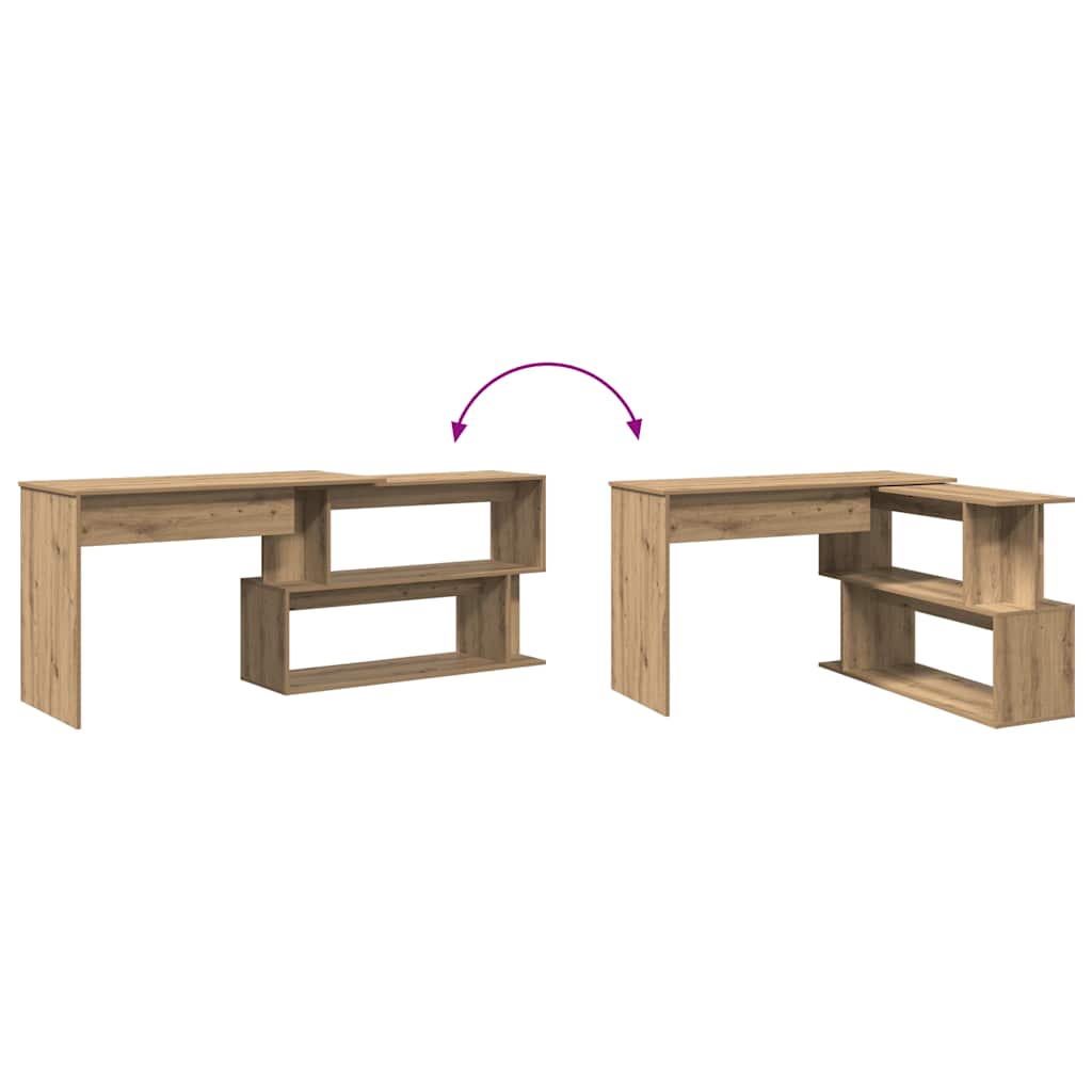 vidaXL Bureau d'angle Chêne artisan 200,5x50x76 cm Bois d'ingénierie