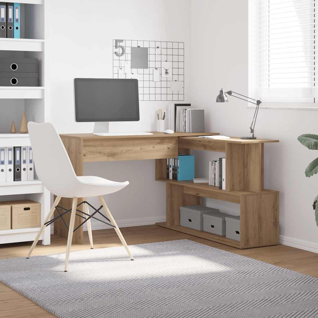 vidaXL Bureau d'angle Chêne artisan 200,5x50x76 cm Bois d'ingénierie