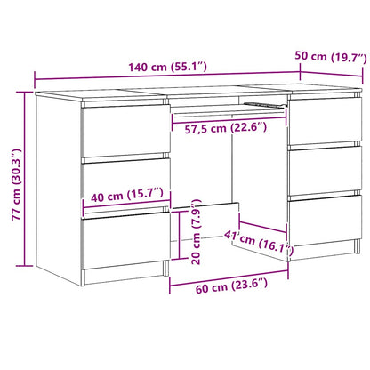 vidaXL Schreibtisch Artisan-Eiche 140x50x77 cm Holzwerkstoff