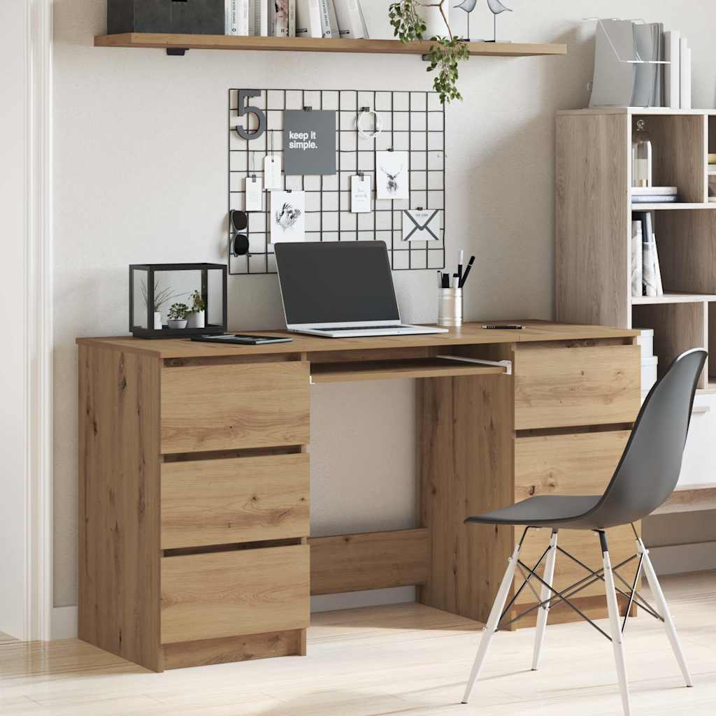 vidaXL Schreibtisch Artisan-Eiche 140x50x77 cm Holzwerkstoff