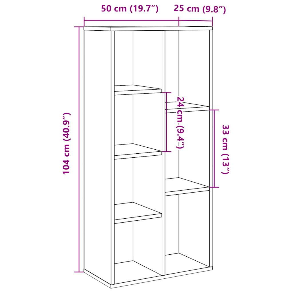 vidaXL Bücherregal Altholz-Optik 50x25x104 cm