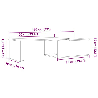 vidaXL Table basse chêne artisan 150x50x35 cm bois d'ingénierie