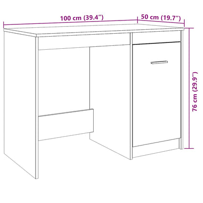 vidaXL Bureau chêne artisan 100x50x76 cm bois d'ingénierie